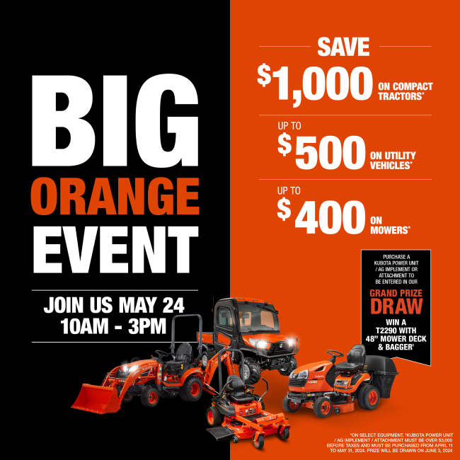 Kubota Big Orange Event Sale - Join Us May 24th